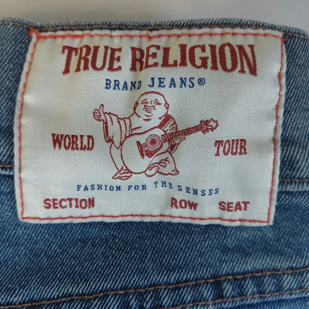 True Religion Ricky Relaxed Straight Jeans Mens 33 Medium  Wash Denim
